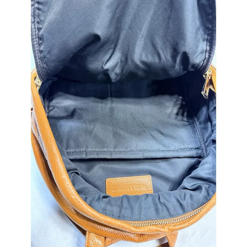 Clark & Madison Mini Leather Backpack Butterscotch Pebbled Zipper Tan City Chic
